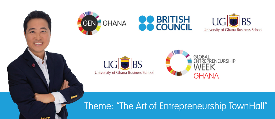 Mr. Kojo Choi, CEO of PaySwitch speaks at the art of entrepreneurship townhall organised by British Council and Business School of University of Ghana